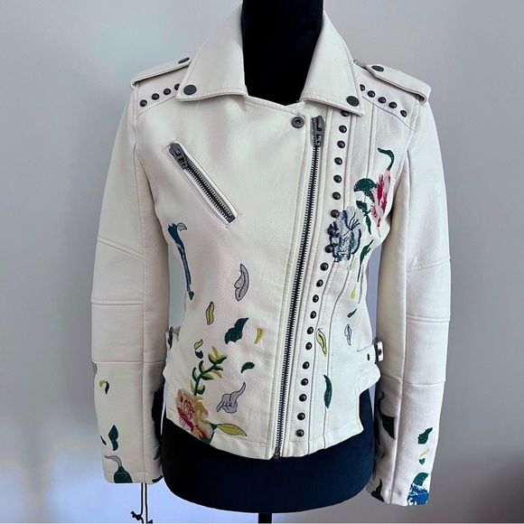 Blank NYC White Leather Jacket with Floral Embroidery (XS) NWT - Picture 2 of 9